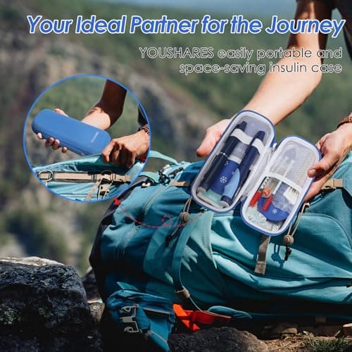 YOUSHARES Insulin Cooler Travel Case - Monjaro Travel Case with 2 Ice Packs, Keep Medicine Cool While Traveling for GLP-1 Ozempic Pens, Diabetic Supplies (Blue) — view 2
