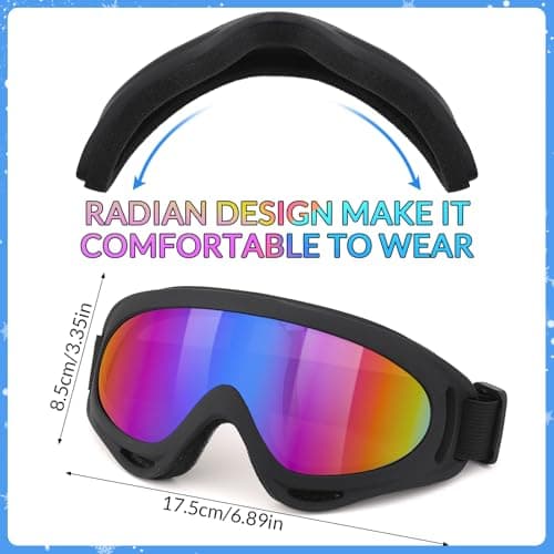 8 Pack Ski Goggles Snowboard Goggles for Men Women Kids Skiing Snowboarding Motorcycle Goggles for Adults Youth Colorful — view 4