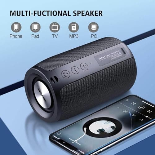 HAVAL Portable Bluetooth Speakers, Wireless Speaker, S32 Small Outdoor Speaker, Waterproof IPX5, Stereo Pairing/Bass/USB/MIC/TF Card/AUX for Home Outdoor Travel, Gift for Men, Kids -Black — view 3