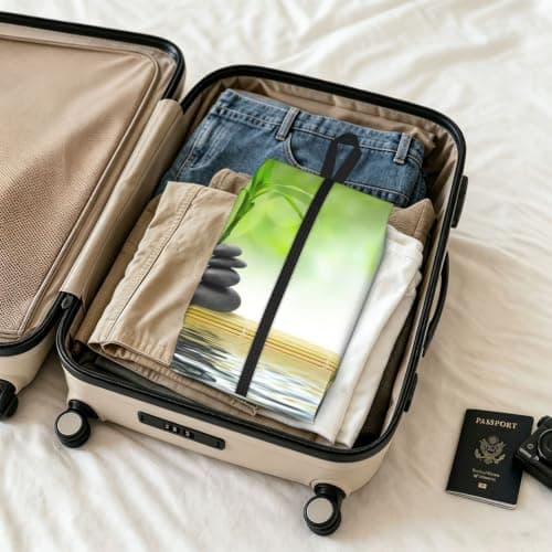 Stone Bamboo Print Waterproof Shoe Bag Travel Bag with Carry Strap Storage Bag Versatile Cosmetic Bag-2pcs — view 6