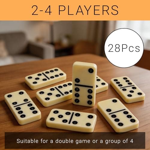 Pocvaim Mini Double Six Dominoes Set, 28 Tiles with Green PVC Carry Case — view 5
