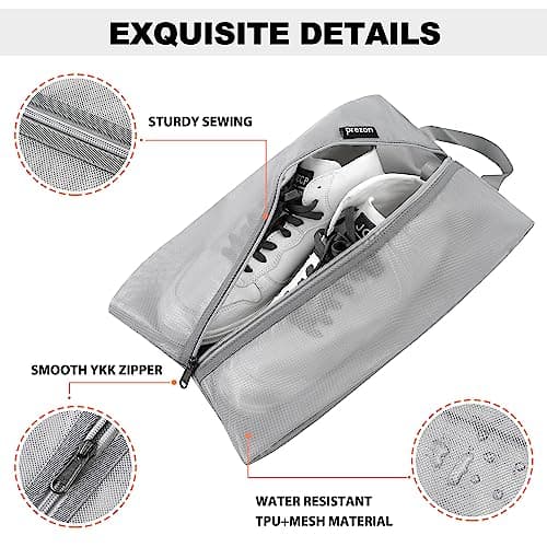 Prezon Travel Shoe Bags, Water Resistant TPU Mesh, Sturdy YKK Zipper, Shoes Storage Bag, Shoes Packing Organizer, Unisex Shoe Pouch for Travel or Home Storage — view 3