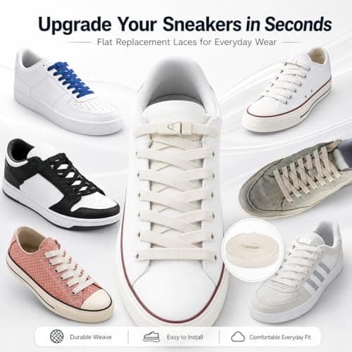 Lacesgian 8mm No Tie Elastic Shoe Laces for Trainers, Flat Stretchy Quick Lock Shoelaces for Running walking Sneakers Adults (Blue, 54"/140cm) — view 5