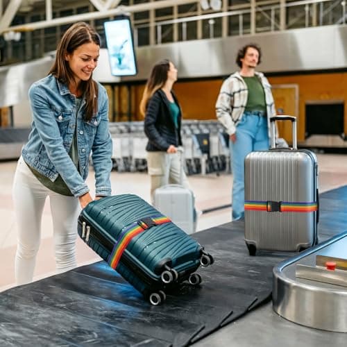 WISYOK Luggage Straps Extended, 2 Pack, 130-250cm Adjustable, Rainbow — view 6