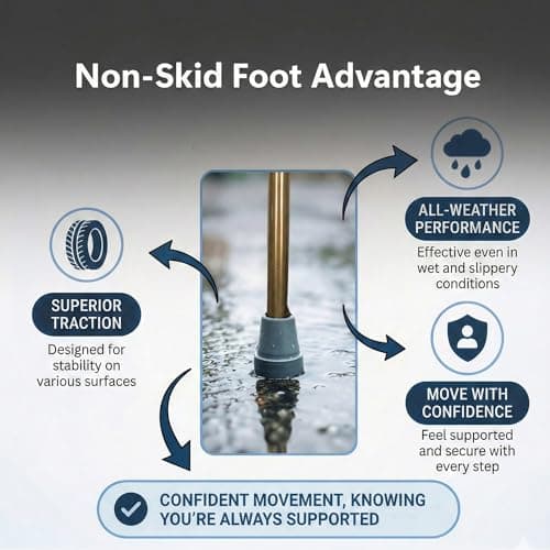 Life Healthcare Folding Gel Handle Walking Stick, Adjustable Aluminium Cane — view 5