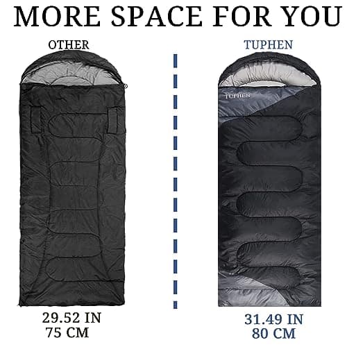 tuphen Sleeping Bag - 3-4 Seasons Camping Sleeping Bags for Adults for Hiking, Backpacking, Cold Weather & Warm Lightweight Travel Gear (Dark-gray, Single 86.61''x31.49'') — view 2