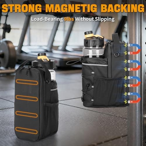 HUNTVP Magnetic Gym Bag Water Bottle 1.8L, Multi Pocket Water Bottle Carrier with Detachable Shoulder Strap Reflective Strip, Portable Crossbody Bottle Holder for Sports Outdoor Travel — view 5