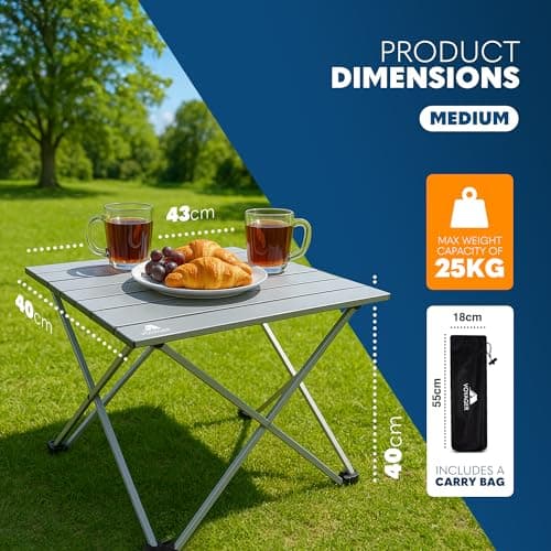 Voyager Camping Table – Foldable Outdoor Table with Adjustable Height, Extra Storage, Quick Setup, Lightweight & Durable – Compact Table for Camping, Picnic & Travel – medium 43x40x40cm — view 2