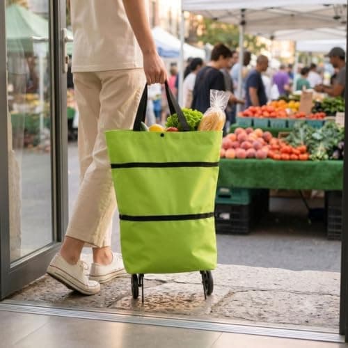 Foldable Shopping Bag with Wheels, 2-in-1 Shopping Trolley & Carry Bag — view 4