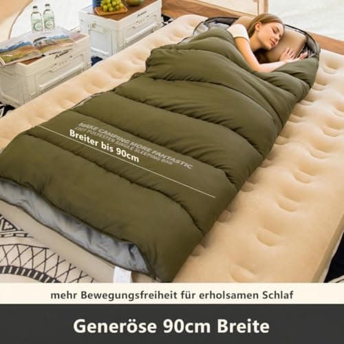 BISINNA Sleeping Bag for Adults Camping Graphene Polyester Low Noise - Water Repellent, Breathable - 220x90cm for 4 Seasons (1.8kg/2.5kg) (1.8kg) — view 3