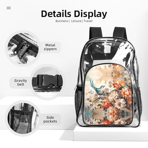 WZYCWB hummingbird Patterned backpack set (lunch bag and pencil case) | Perfect for school, work, business trips, and travel. — view 4