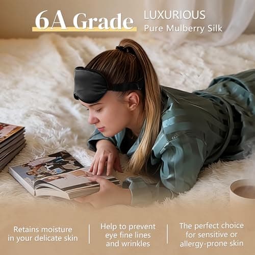 ZIMASILK Adjustable 22MM 100% Mulberry Silk Sleep Mask, 3D Contoured Cup Eye Mask for Sleeping, Contoured Zero Pressure, Perfect Blocks Light, Super Soft Breathable, Pure Silk Filler (Black) — view 4