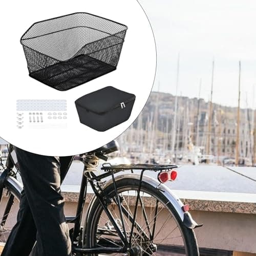 Rear Basket, Metal Bike Rack, Easy to Assemble, Waterproof Rain Cover, Luggage Bag — view 6