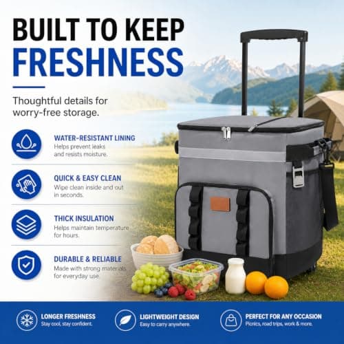 35L Cooler Box on Wheels – Large Insulated Cool Bag with All-Terrain Cart — view 5
