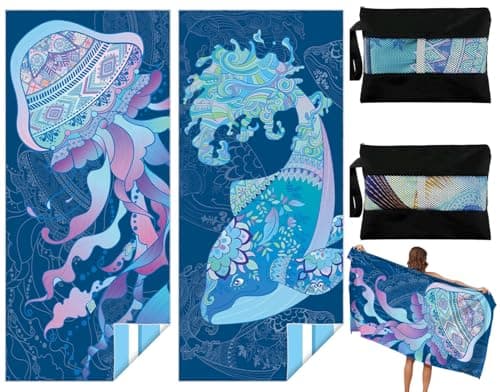 Bingobang 2 Pack Microfiber Beach Towels for Adults Extra Large 180×90 cm