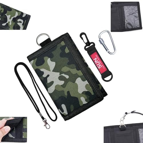 Bogoro Camouflage Wallet Travel Card Holder Wallet Three Door Slim Wallet Rfid Kids Sports Canvas Coin Purse for Kids, Boys and Girls, Army Grey, 12 x 8 x 1 cm, Modern — view 5