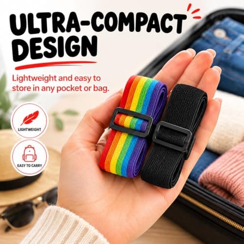 Ruispeed 7-Pack Luggage Straps for Suitcases, Adjustable Elastic Connector Belts for Travel Organization, Bag Security and Multi-Purpose Case Straps — view 4