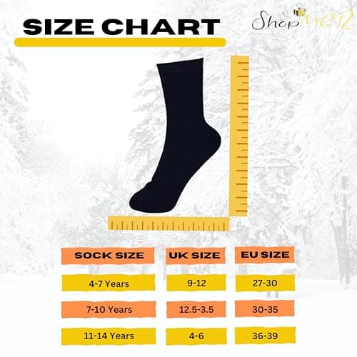 ShopMCR Kids Thermal Walking Socks Girls Boys Teen Winter Thermal Cosy Ski Hiking Warm Thick Cushion Boot Socks 4 yrs to 14 yrs (12.5-3.5, Plain 3Pairs) — view 6