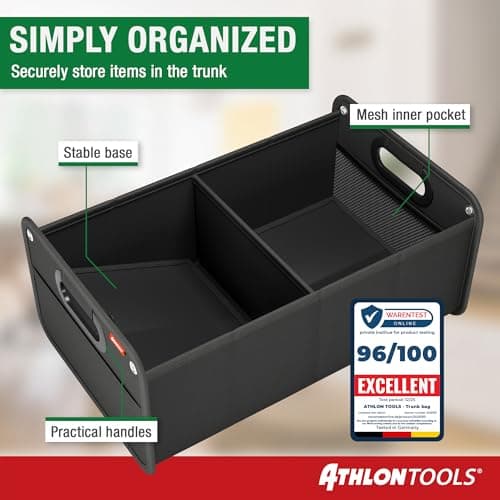 ATHLON TOOLS Car Boot Organiser - Collapsible Boot Storage Bag - Multi-Compartment Tidy for Car, Van & SUV - 600D Oxford, Non Slip Bottom — view 3