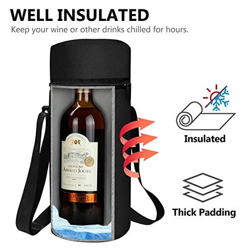 Aosbos 2 Bottle Wine Cooler Bag, Leakproof Padded Insulated Water Bottle Carrier with Shoulder Strap, Cool Bags Sling for Beach, Picnic, Travel – Gift Pouch for Wine Lovers, 15" x 5.9" — view 3