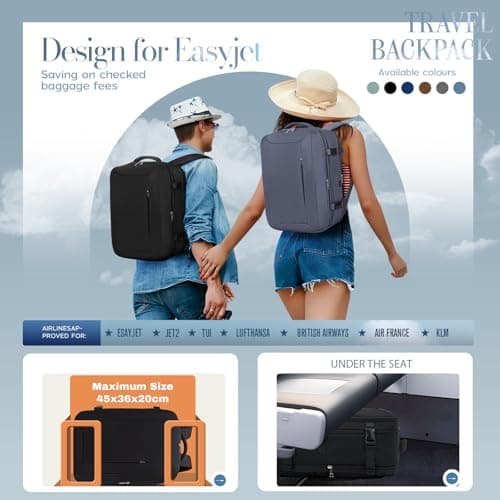 Xkdoai for Easyjet Cabin Bag 45x36x20,Backpack with TSA Approved Clear Bag — view 2