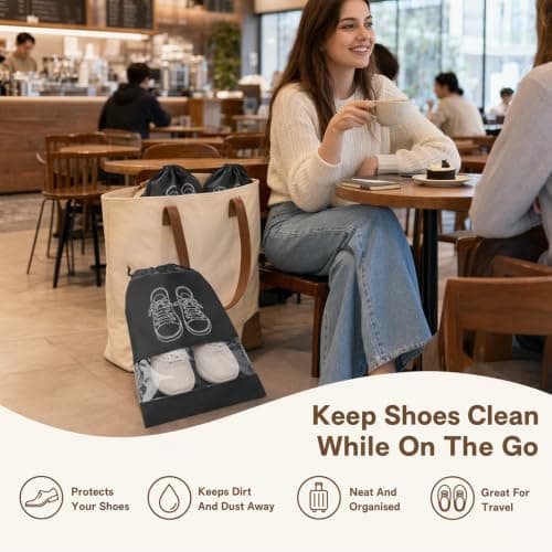 10-Piece Shoe Bags, Large and Medium Shoe Covers, Shoe Bags for Travel,Shoe Bags,Light Grey Travel Shoe Bag Set for Packing and Indoor Dust-Proof Storage — view 6