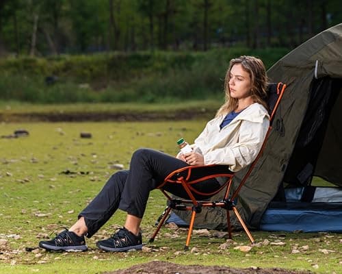 MARCHWAY Lightweight Folding High Back Camping Chair with Head Support, Stable Portable Compact for Outdoor Camp, Travel, Beach, Picnic, Festival, Hiking, Backpacking (Orange) — view 2