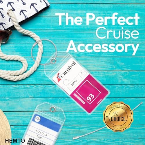 Cruise Luggage Tag Holders Large (5 Pack) Clear Waterproof PVC Tag Holder with Zip Seal & Steel Loops - Travel Vacation Accessories - Cruise Essentials - Carnival - Princess Cruises - P&0 - MSC — view 6
