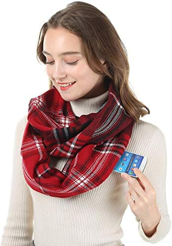 Ulalaza Infinity Scarf with Hidden Zipper Pocket Lightweight Travel Wrap for Women Girls — view 6