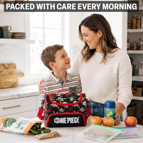 Get Trend One Piece Insulated Boys Lunch Bag with Compartments, Cooler Bag for Kids Lunch Box & Snacks, Food Carrier for School Travel & Picnics, School Supplies Anime Manga Gifts for Boys — view 6