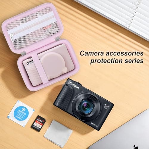 BOVKE Hard Case+Silicone Cover for Canon PowerShot SX740 Camera, Jelly Pink — view 6