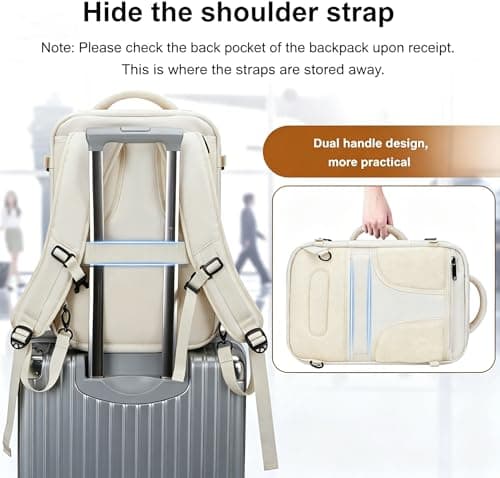 MATEIN for New Expandable Ryanair Cabin Bags 40x30x20 Underseat, Travel Rucksack Cabin Size, Ryan Air Bag 40x30x20, Under Seat Flight Backpack, Hand Luggage Backpack for Travelling, Beige — view 4