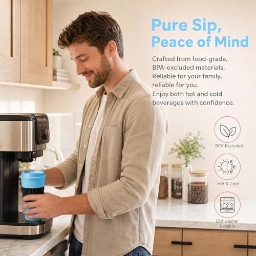 15Pcs Reusable Coffee Cups with Lids - 16 oz Plastic Tumblers to Go Ice Coffee Cups Bulk Plastic Travel Mugs for Slushie and Cold Drinks Smoothie, Home, Car, Beach, Camping & Party - Light Blue — view 4