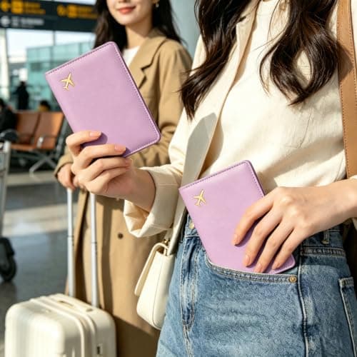 Pebipoo Passport Holder Travel Wallet,Boarding Pass and ID Card Leather Passport Wallet for Women and Men (Purple) — view 4