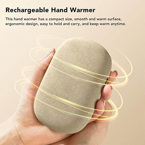 Hand Warmer Power Bank 10000mAh Efficient Heating Portable Electric Digital Display Hand Warmer for Travel (Khaki) — view 3