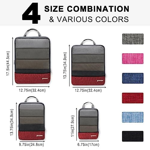 Prezon Compression Packing Cubes, Luggage Organiser Set, Extensible Suitcase Organiser, Packing Organisers for Suitcases, Packing Cubes for Travel or Home Storage — view 4