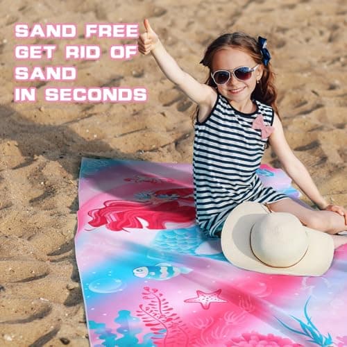 WERNNSAI Mermaid Microfibre Beach Towel for Kids, 76 x 150cm Bath Towel — view 5