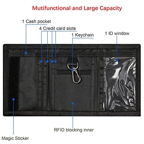 Canvas Wallet,Camouflage Wallets for Boys Vans Sport Wallet Trifold Camo Coin Purse with Magic Sticker +Zipper Pocket+Metal Sanp for Kids Boy Teen Christmas Birthday Gift — view 3