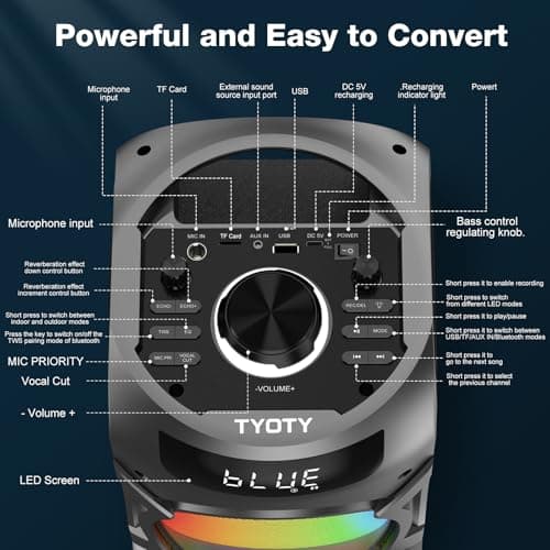 Portable Bluetooth Speaker 100W Big Powerful Wireless Boombox TWS Pairing Loud Stereo Sound Deep Bass Large Party Speakers with Subwoofer LED Lights for Outdoor Home Camping — view 6