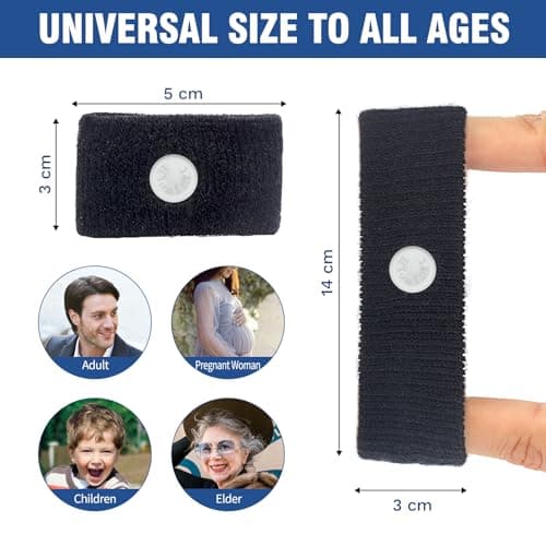 Hionfurt Travel Sickness Bands for Adults and Kids Motion Sickness Wristbands for Car and Sea Sickness Anti Nausea and Pregnancy Morning Sickness Relief Acupressure Bands - 3 Pairs Grey, Black, Black — view 4