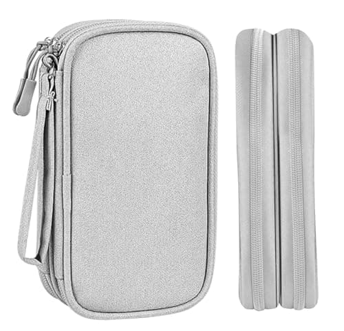 Portable Cable Organiser Bag Travel Organiser Double-Layer Cable Organiser Bag All-in-One Electronics Case for Tech Accessories, Charger, Power Bank, Earphone, Holiday Essentials for Men Women - Grey