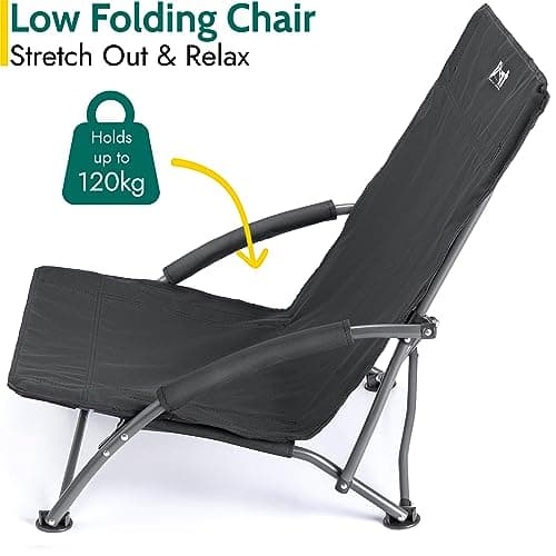 Trail Sisken Low Folding Beach Chair, Black — view 4