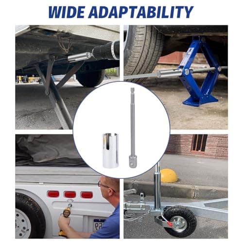 VBESTLIFE Scissor Jack Slotted Drill Adapter, 5.9" Stainless Steel Anti Rust for RV Trailer, Quick Lift Power Tool Socket for Cordless Impact Driver, Universal Fit for Motorhome C — view 2