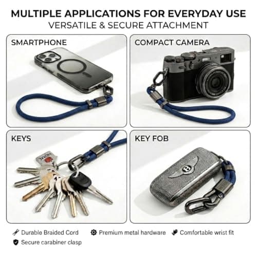 RATASK Upgraded Adjustable Wrist Strap Lanyard, Rope Lanyard Wrist Strap for Mobile Phones, Cameras, Keyring,Phone Accessory Pendant (Navy) — view 5