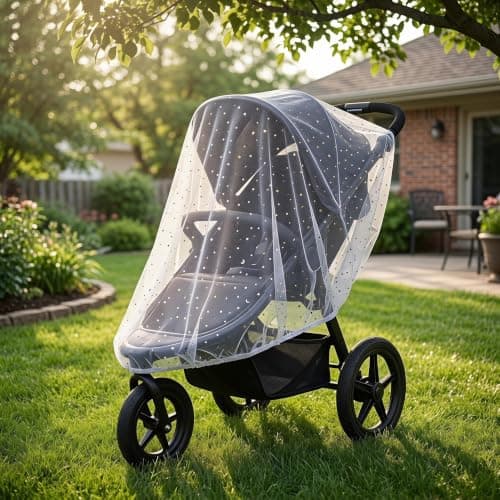 CIYODO Stroller Lightweight Ultra-fine Mosquito Polyester Cover Net with Mesh Full Coverage Protection Portable Design for Park Walks and Family Road Trips — view 5
