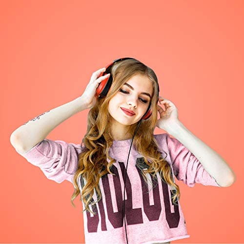 LORELEI X6 Over-Ear Headphones With Microphone, Lightweight Foldable & Portable Stereo Bass With 1.45M No-Tangle, Wired for Smartphone Tablet MP3/4 (Vitality Orange) — view 6