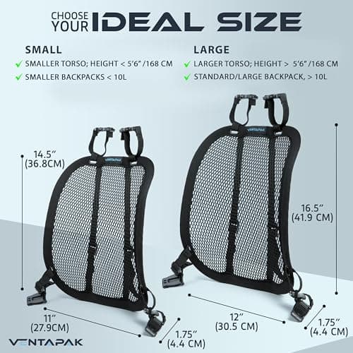 VentaPak Lightweight Ventilation Backpack Spacer - Large External Mesh Frame for Hiking & Biking Backpacks - Ventilation for Airflow Sweat Reducing — view 5