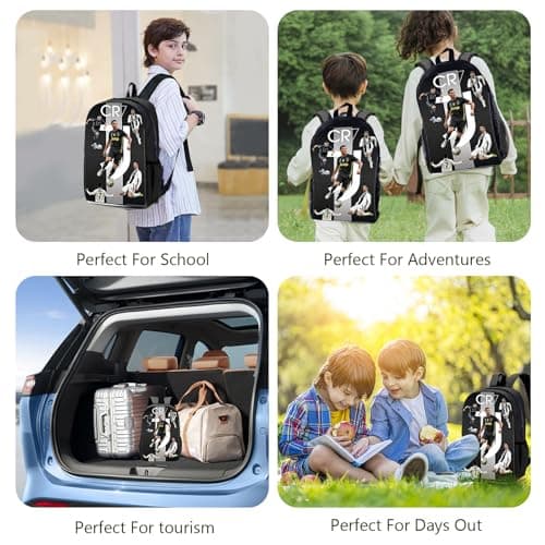 yumcute Football9 Backpack Kindergarten Girls Boys, Kids Football Star School Bag for Aged 3-12 Years, Children Rucksack, Boys Girls Casual Travel Bag36cm x 24cm x 11cm Toddler Schoolbag for Kids — view 5