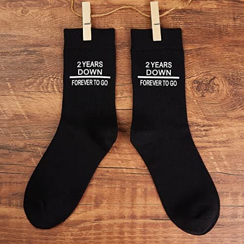 Poshzone 2nd Wedding Anniversary Socks - 2 Years Down, Forever to Go - Cotton Anniversary — view 6