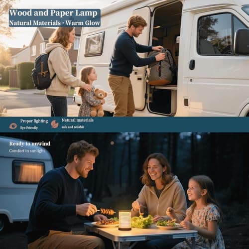 GanSan Portable Camping Lamp Foldable Bamboo Light, USB-C Rechargeable for Tent, Travel, Hiking & Emergency Compact Cordless Lamp — view 5